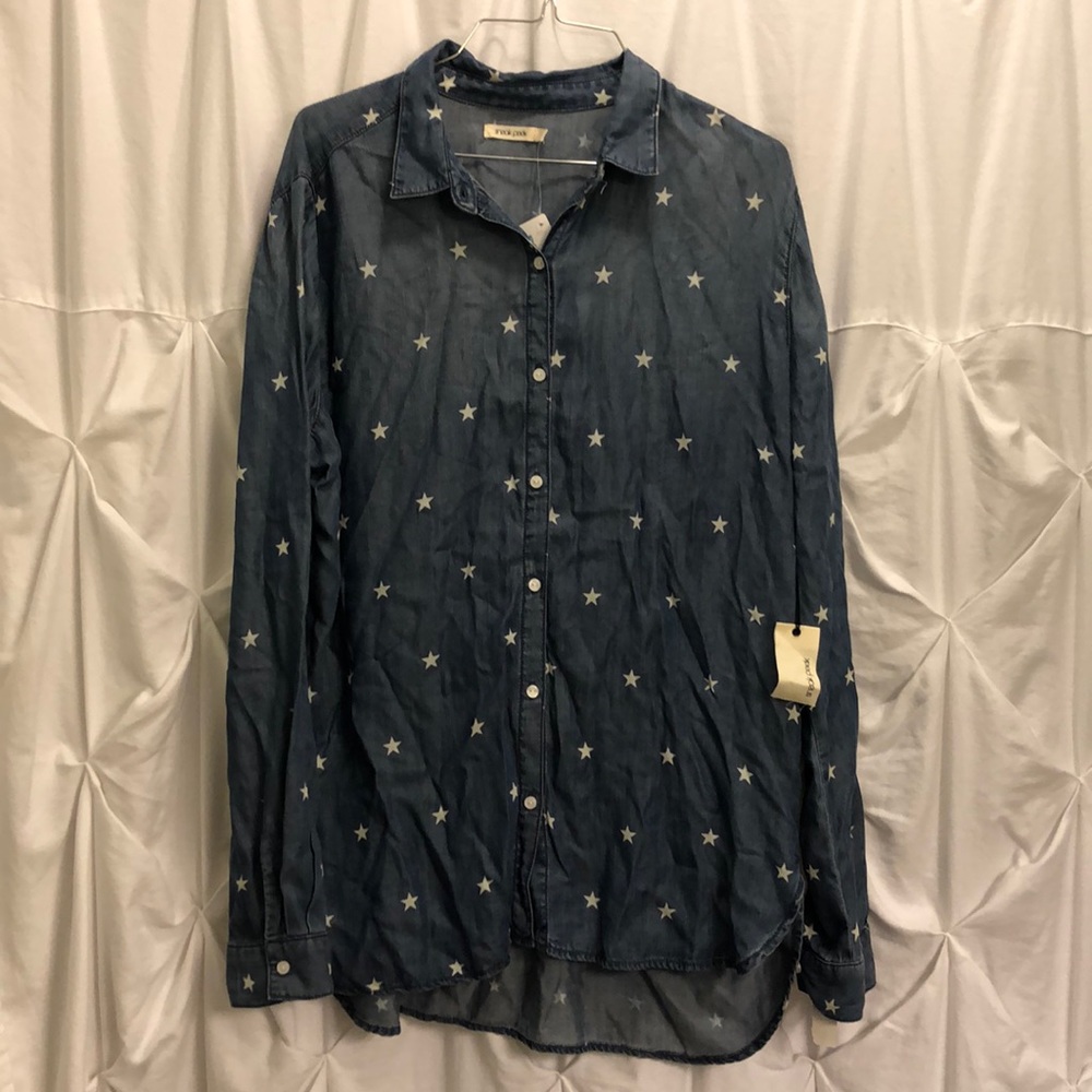 Denim and Star Button Down NWT